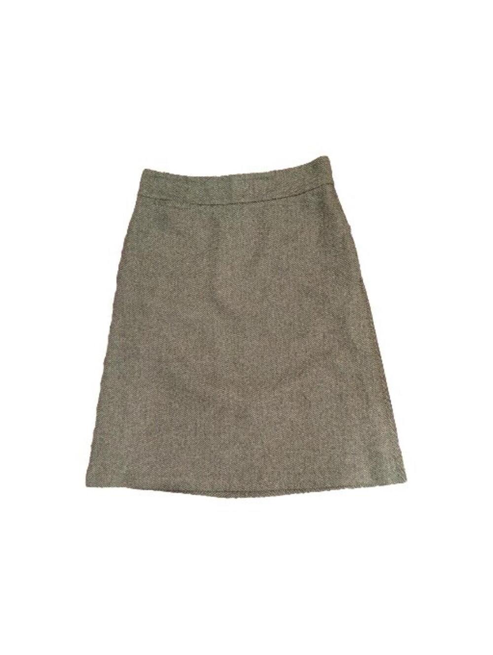 6 LAND'S END Wool Blend GREEN Skirt Herringbone Lined Pockets Midi Tweed Winter